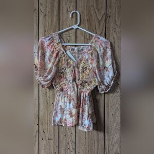 Madison + Hudson Smocked Peplum Top